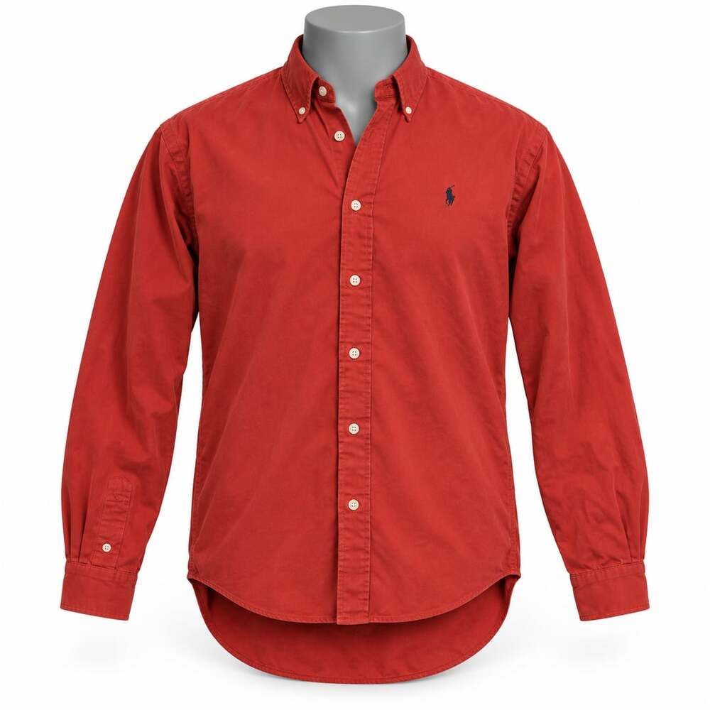 Polo Ralph Lauren Oxford Shirt Size L Red Classic Fit Long Sleeve